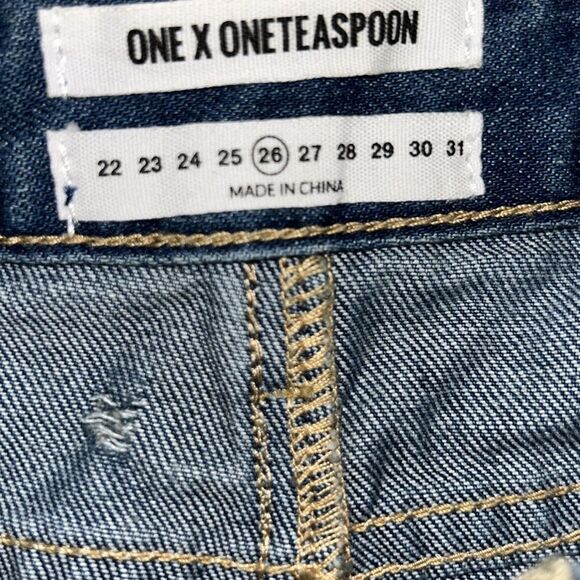 Revolve One Teaspoon Distressed Blue Denim Skirt(Size 26) - Picture 10 of 11